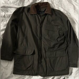 CLAIBORNE OUTERWEAR LINED JACKET LEATHER COLLAR 100% COTTON SIZE L